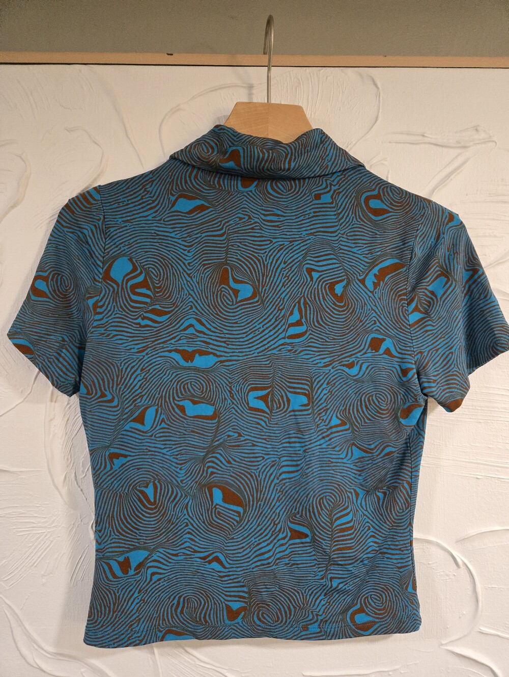 Paloma Wool• The ReginaTeal & Brown Abstract Mosaic Psychedelic Button-Up. Sz S - Picture 4 of 7